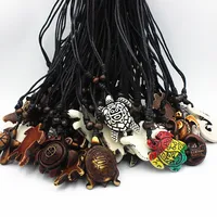 MIXED 50PCS/Lot Surfer Sea Turtles Pendants Necklaces Imitation yak bone Amulet Wax Cord Neckalce Jewelry Wholesale 2