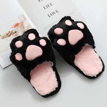 Kawaii Cat Paw Plush Slippers  5