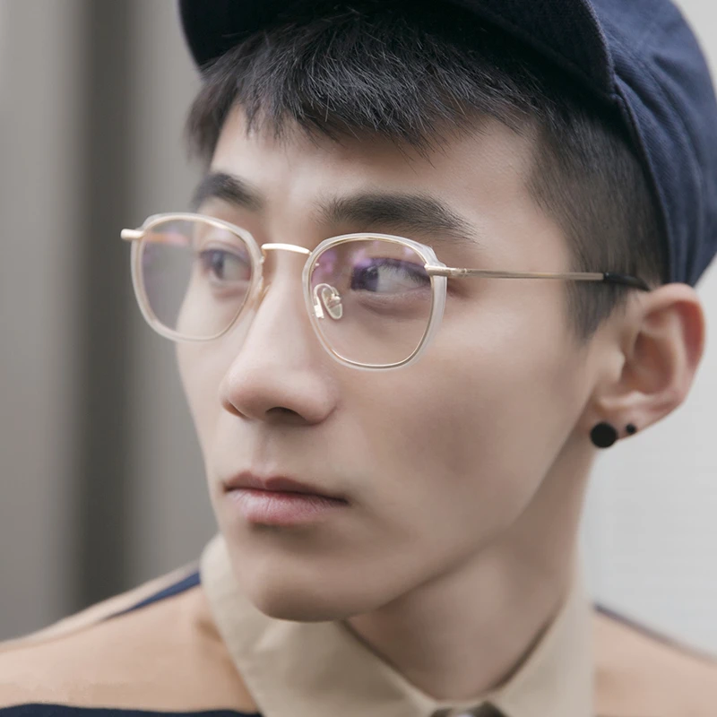 

Retro Translucent Glasses Frame Square Flat Mirror For Men And Women Ultra Light Anti-Blue Can Be Equipped With Myopia Glasses