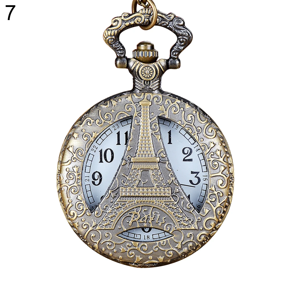 Vintage Unisex Hollow Design Bird Butterfly Pattern Flip Case Pockets Watch Arabic Number Quartz Chain Pockets Watch With Chain