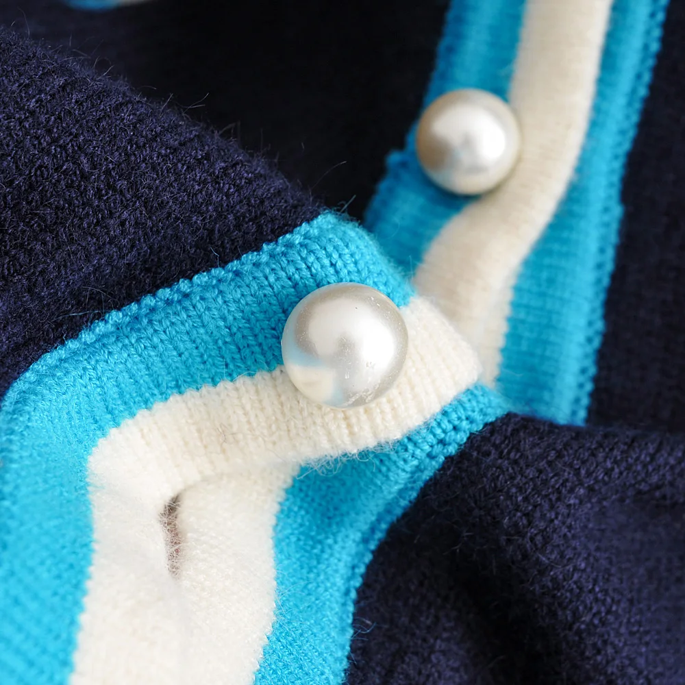 High Quality Autumn Winter Women Sweater cardigans beading pocket Thick Knitted coat femme blue Fashion Casual Femme Jumper coat