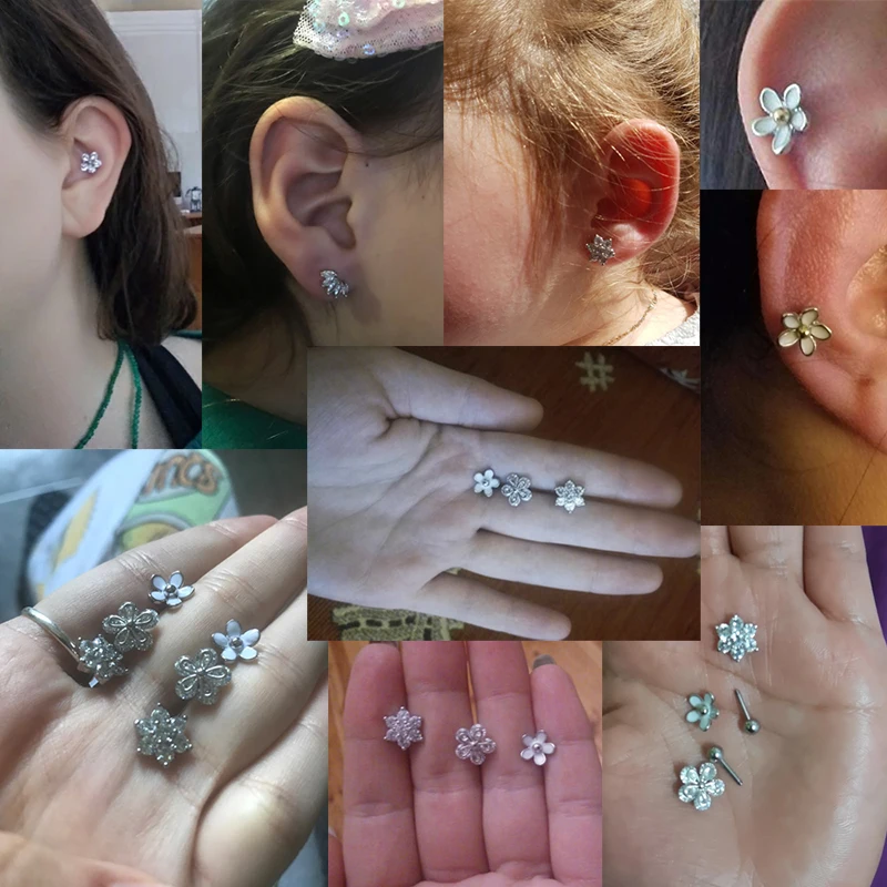 Женские серьги гвоздики из циркония 1 шт. Стальные Шпильки Для Пирсинга Хряща