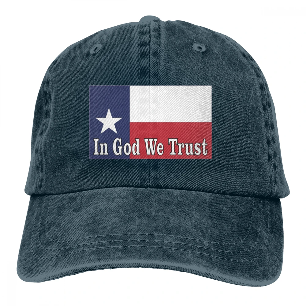In God We Trust Texas Flag Casquette черные унисекс Мужские Женские джинсовые бейсболка с ремешком кепки Регулируемая шляпа для гольфа папа