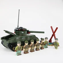 WW2 Military US Sherman M4 Tank Model Building Blocks US Army Soldiers Figures Helmet Weapons Bricks Legoed Military Blocks toys ww2 russian italy us germans british military army soldiers building blocks diy mini brick figures compatible legoed toy