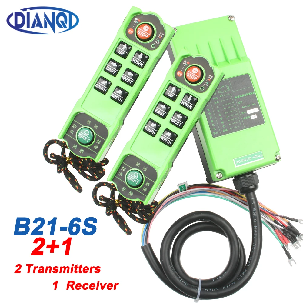 

1Receiver+2Transmitter Industrial remote switches Hoist industrial Direction wireless Crane Radio Remote System switch B21-6S
