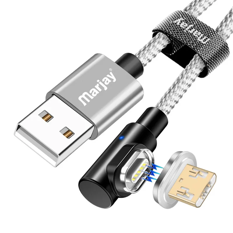 Marjay 90 градусов Micro USB Магнитный кабель 3A Быстрая зарядка Microusb Магнитный зарядный шнур для samsung Galaxy S7 Xiaomi Redmi