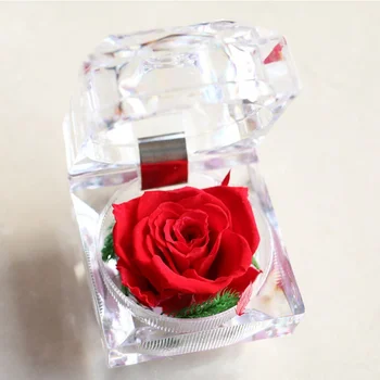 

Ring box exquisite eternal flower red rose proposal ring box acrylic crystal ring box Valentine's day wedding proposal birthday