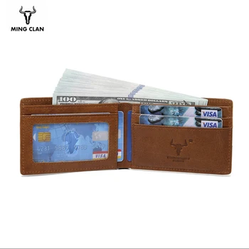 

RFID Blocking Genuine Leather Luxury Wallets Men Small Card Holder Portfolio Minimalist Slim Bifold Wallets Mini Money Bags