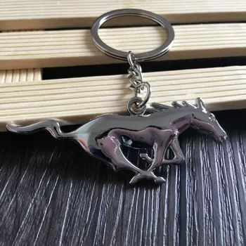 

Metal Running Horse Emblem Badge KeyChain keyring Key Chain Fob ring for Mustang GT 500 Cobra Shelby car styling