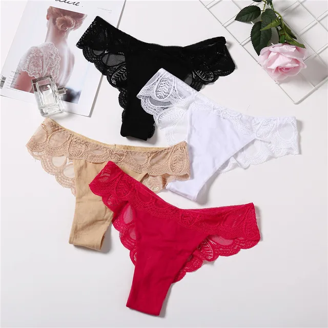 Sexy Plus Size Panty Low Rise Briefs For Women Sexy Female Lace Comfort G-String Cotton Underwear XL Panties Underpants 7 Colors 2