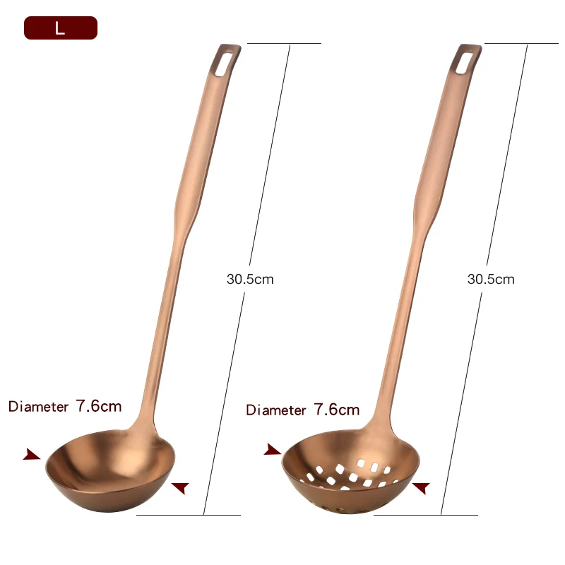 Rose Gold Set-L 2 шт./компл. набор инструментов для приготовления пищи из нержавеющей стали матовый лак с длинной ручкой суповая ложка скиммер дуршлаг для кухни посуда набор посуды - Цвет: Rose Gold Set-L