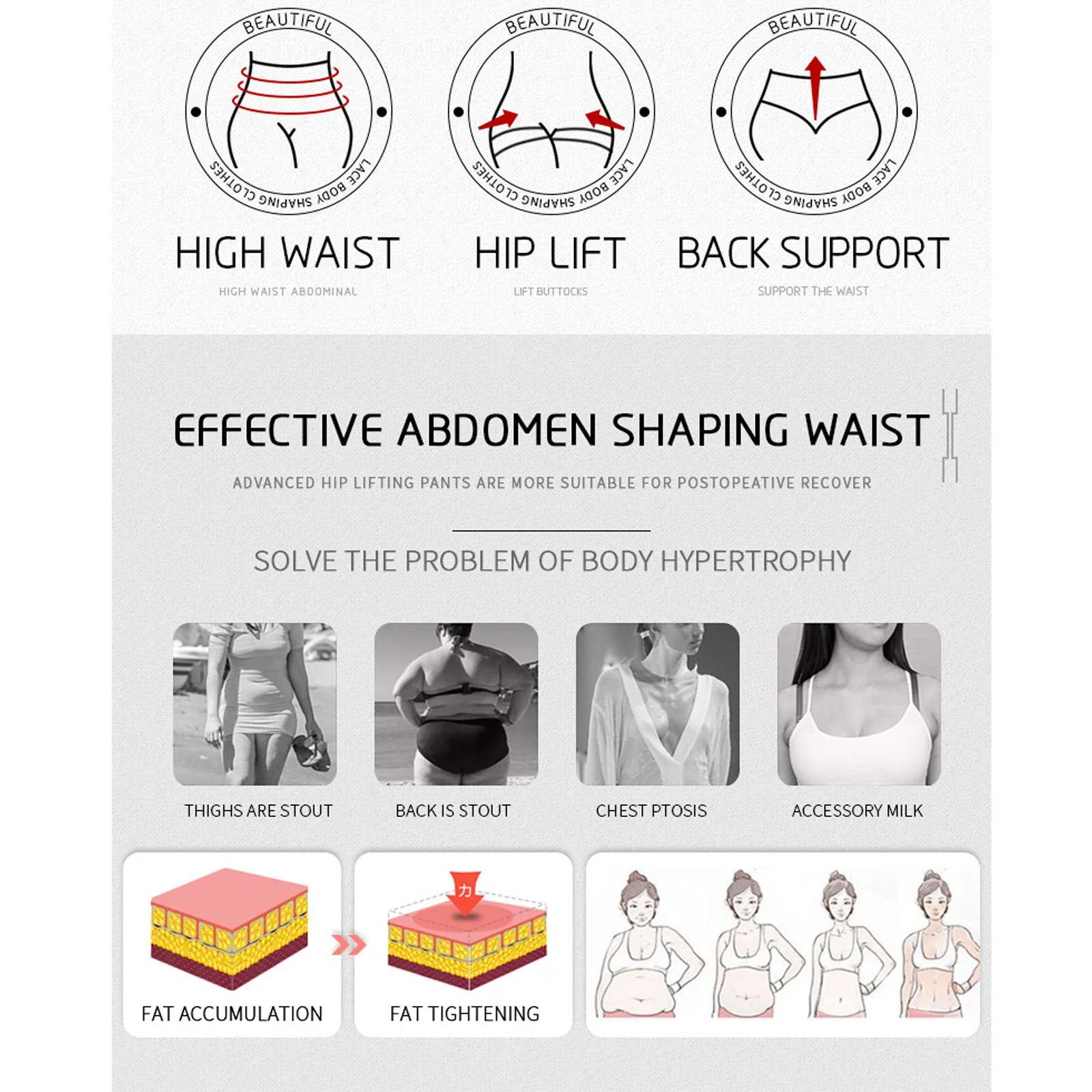 Women's Butt Lifter Hip Enhancer Underwear High-Waist Tummy Slimming Control Panty Thong Shapewear for Women Tummy Control Slim