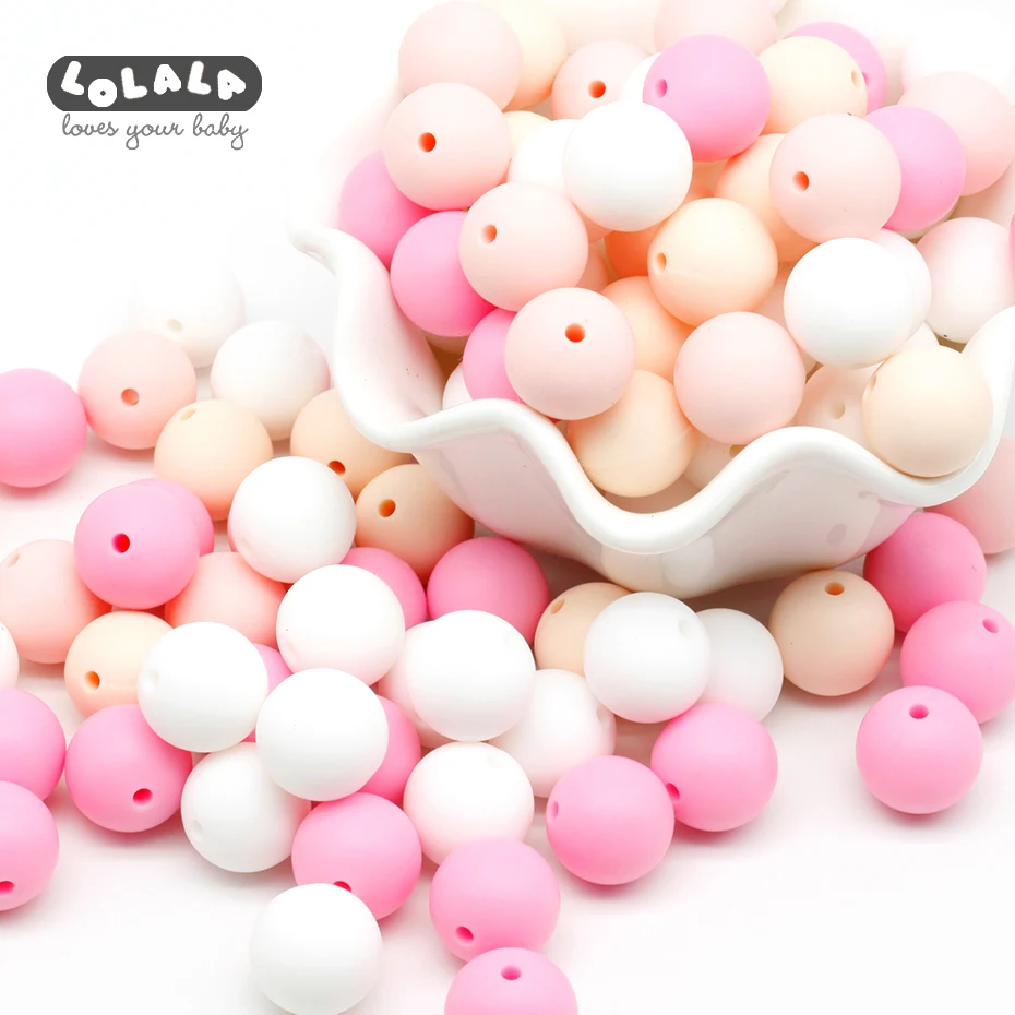 12mm 30pc Silicone Beads Food Grade Silicone Baby Teething Products Chews Pacifier Chain Clips Beads Baby Teethers