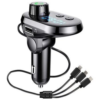 

Bluetooth FM Transmitter Car Adapter, Car Charger MP3 Player, Bluetooth 5.0, with 3 Ports for iPhone, Android and Type C