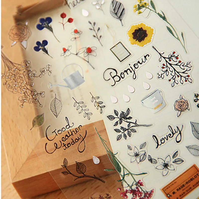 Цветочные растения прозрачная наклейка милое украшение для планера подарок