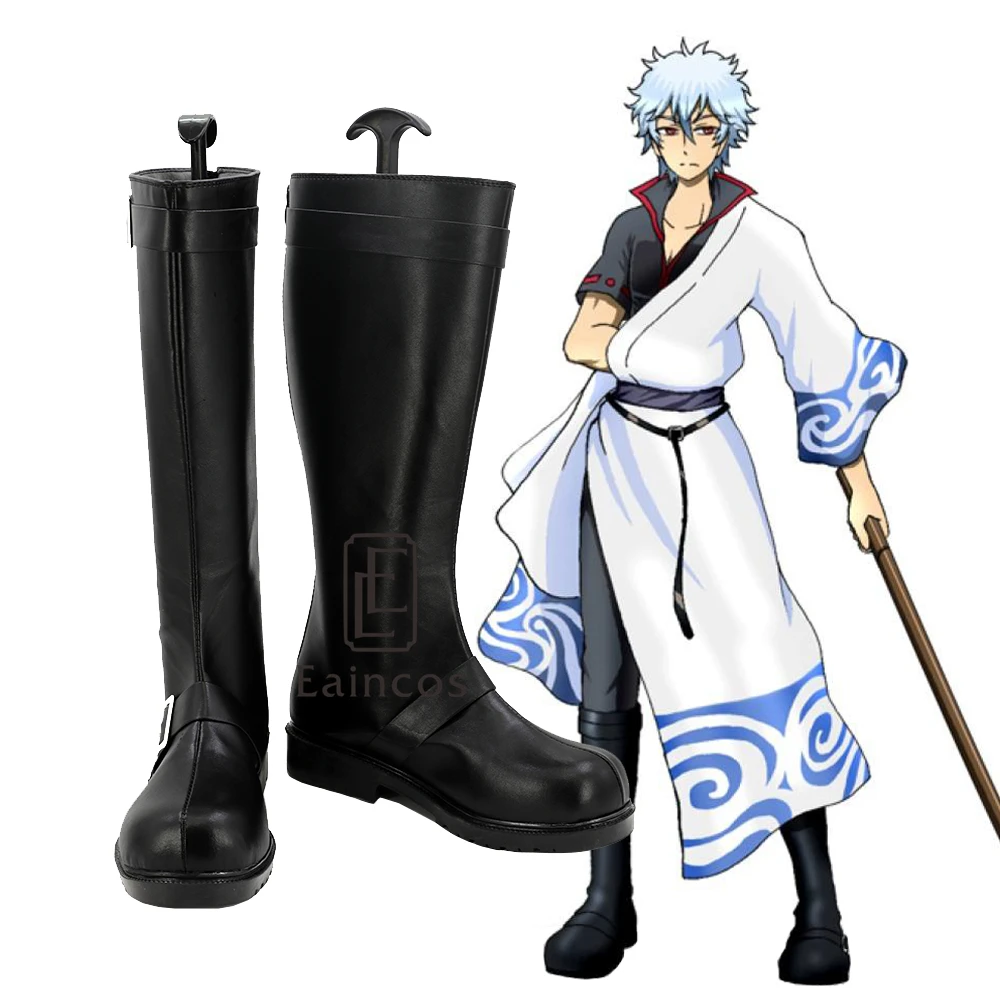 Аниме Gintama Саката Gintoki Косплэй обувь для вечеринок ботинки черного цвета индивидуальный заказ