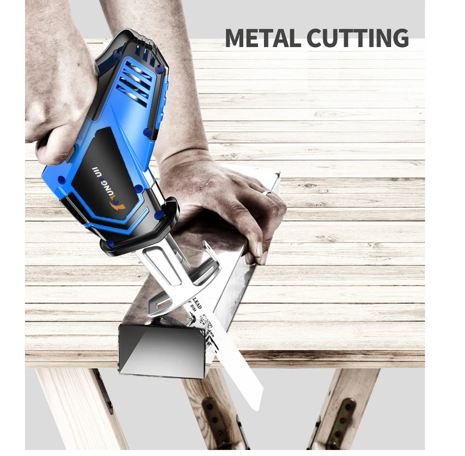 Lithium Battery Portable Reciprocating Saw Powerful Wood Cutting Saw Electric Wood/ Metal Saws With Sharp Blade Woodworking