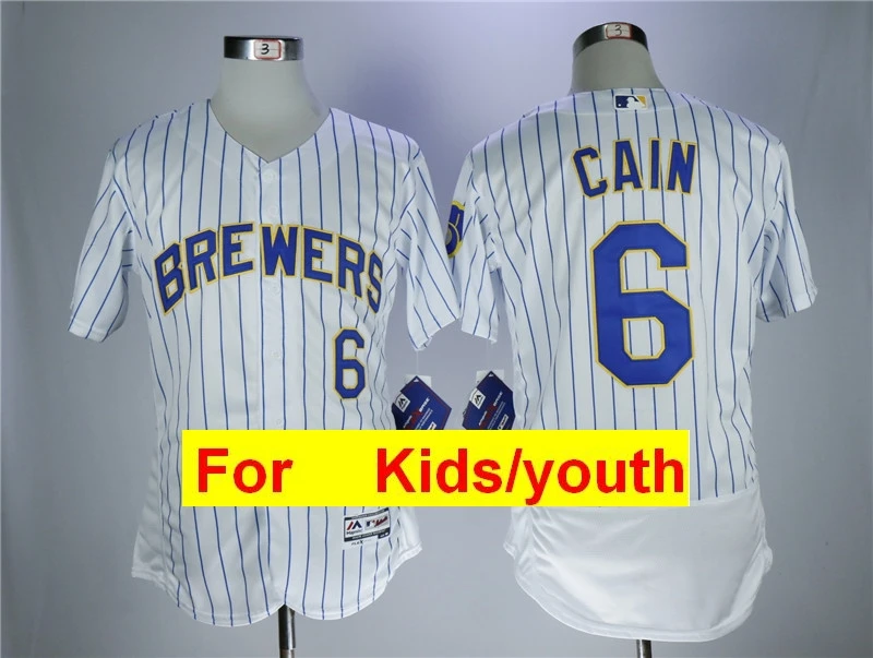 Молодежный Милуоки Кристиан йелич Лоренцо Каин Эрика Темза Лоренцо Каин Ryan Braun FLEX& Cool базовый плеер Джерси - Цвет: Синий