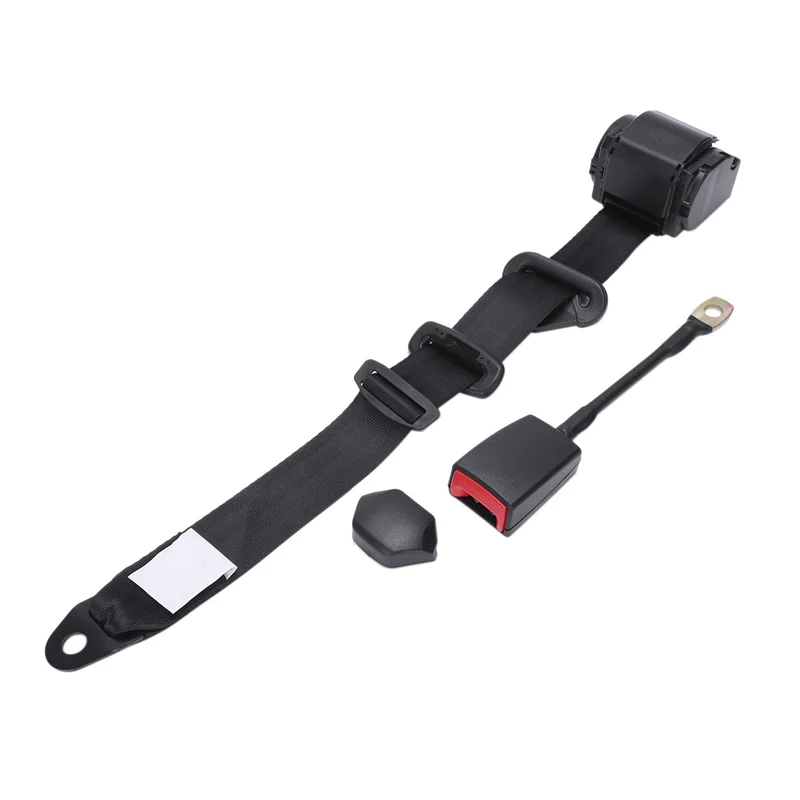 Adjustable Black Automatic Shrink Three-Point Car Seat Belt With Seat Belt Adjuster Universal