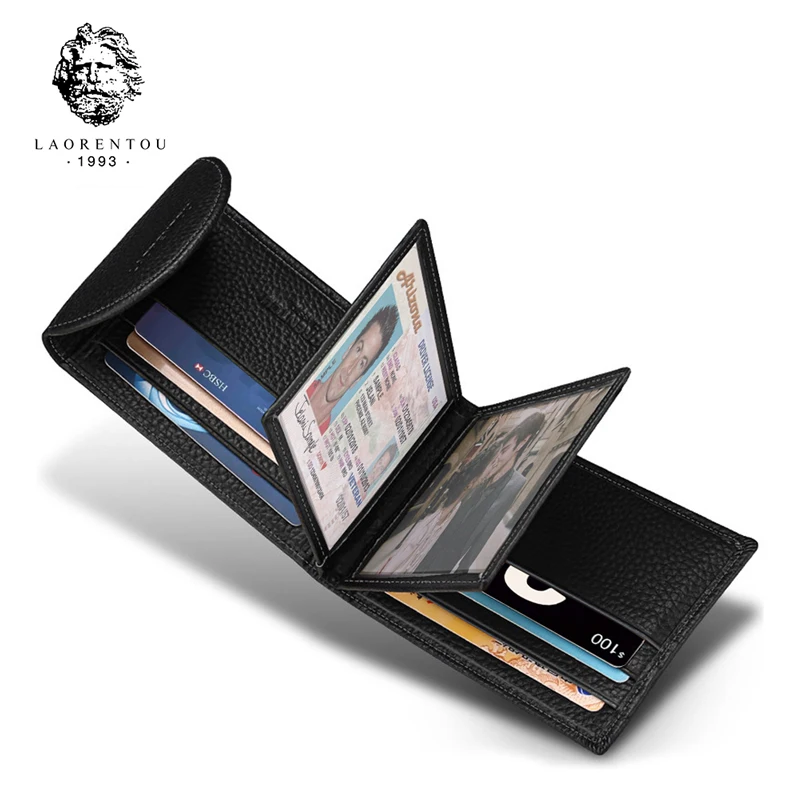 Laorentou Business Card Holder Genuine Leather Driver's license Case Vintage Casual Clutch Position Purse for Men|Кошельки| |