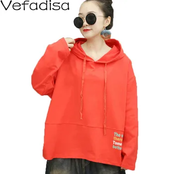 

Vefadisa 2020 Spring and Autumn Thin Plus Size Letter Print Women Sweatshirt Hooded Long Sleeve Coat Pullover Sweatshirt QYF3592