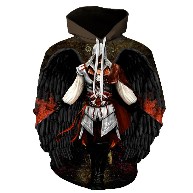 Осенняя мода Assassins Creed Толстовки с капюшоном для мужчин длинным рукавом толстовки
