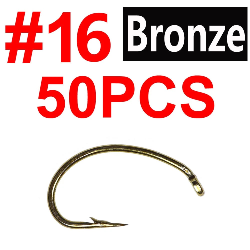 50pcs size16 Bimoo 50 шт. вниз провода 1x-короткий хвостовик мушки Связывание колючей крючки изогнутый хвостовик мухи крючки для Caddis личинки куколки потертости Emerger Mayfly - Цвет: 50pcs size16