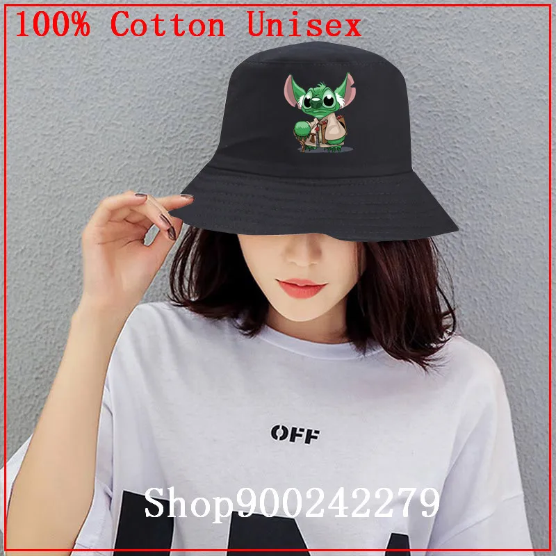 Yoda Stitch Star Wars Darth Vader Logo Summer Hat Women Mens Panama Bucket Design Flat Sun Visor Fishing Fisherman |