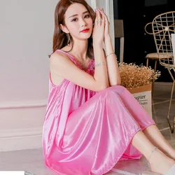 Ladies Sexy Silk Satin Night Dress Sling Nighties Full Slip Nightgown Nightdress Lace Sleepwear Nightwear Women Bride Bridal