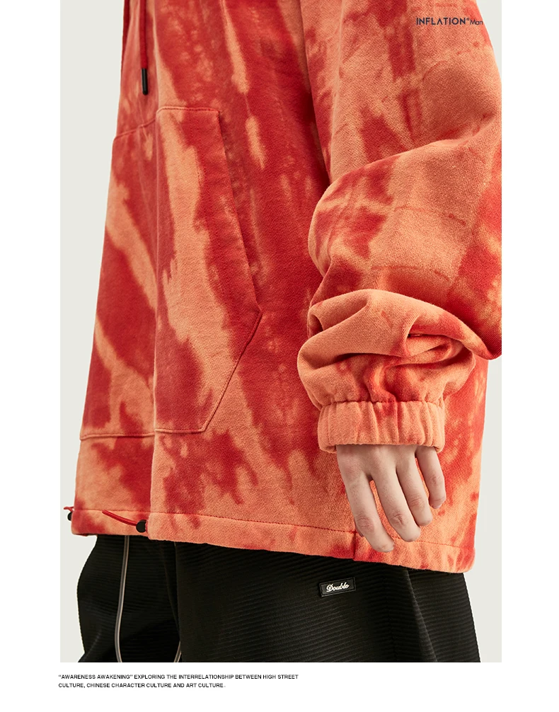 Инфляция Tie Dye мужские толстовки FW уличный сверхразмерный пуловер тонкая пара Tie Dye толстовка хип хоп хлопок мужские толстовки 9651W