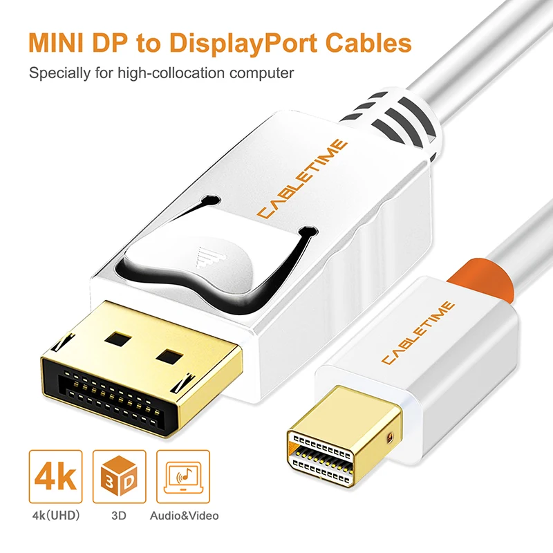 NEW CABLETIME Mini Display Port to Display Port CableThunderbolt to DP HD Cable Mini DisplayPort DP For Macbook C053 NEW CABLETIME Mini Display Port to Display Port CableThunderbolt to DP HD Cable Mini DisplayPort DP For Macbook C053