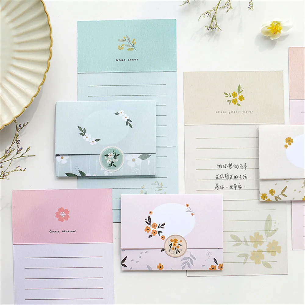 Sobres de tarjetas de felicitación con flores de estilo chino, pegatinas de sello, papel de carta bonito, bricolaje, tarjeta de invitación para fiesta de boda, 2 uds.