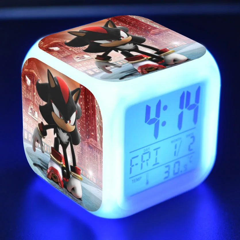 Аниме Sonic Фигурки игрушки Красочные флэш цифровой будильник светодиодный светильник украшения игрушки для рождественских подарков