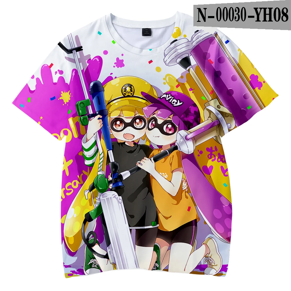 Color 5 Стрелялка Splatoon 3D крутая футболка классная уличная Повседневное с рисунком из мультфильмов; Детские футболки; Модный летний детский костюм, спортивные с дышащим верхом - Цвет: Color 5