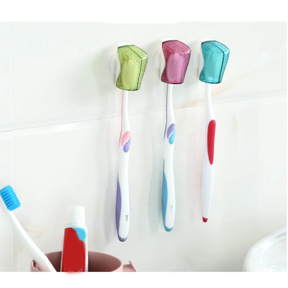 6pcs Toothbrush Cap Holder Dustproof Wall Mount Toothbrush Cap Cover Rack for Hotel Bathroom Home