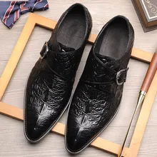 2019 Luxury Mens Dress Shoes Genuine Cow Leather Wedding Party Formal Shoes Men's Monk Strap Wedding Crocodile Shoes 2019 Luxury Mens Dress Shoes Genuine Cow Leather Wedding Party Formal Shoes Men's Monk Strap Wedding Crocodile Shoes