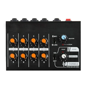 

Mixing Console Professional 8-Channel Portable Mixer Lower Noise with Reverb Effect for Home Karaoke Live Stage AM-232 (EU Plug