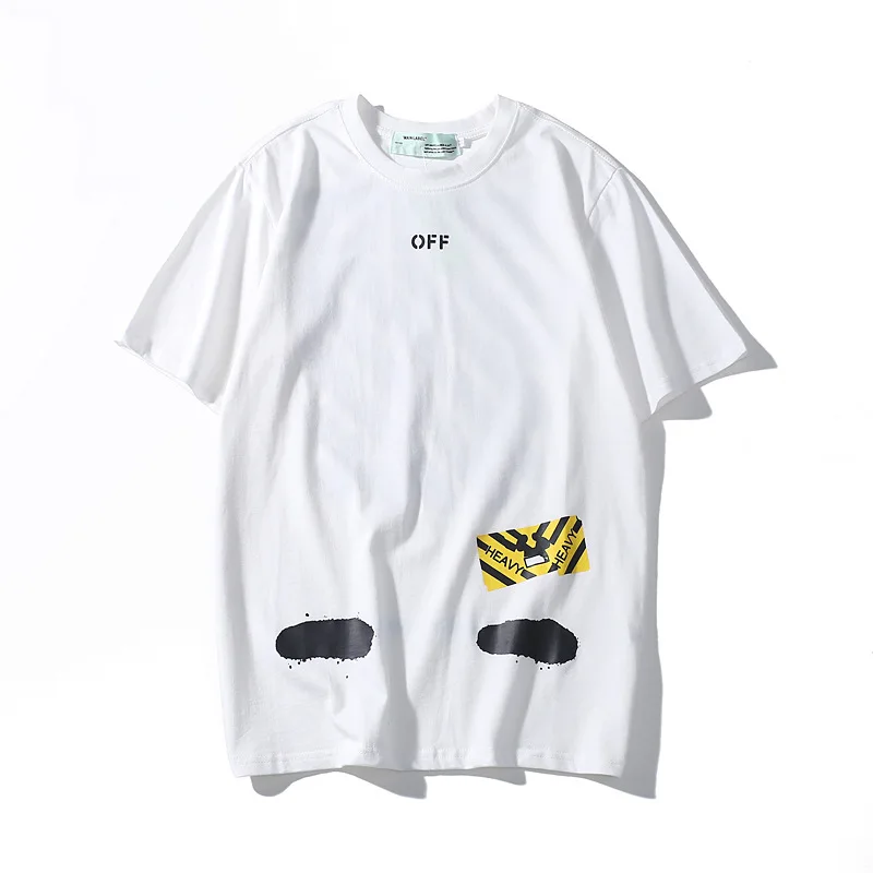 19SS OFF-WHITE OW Лето Новые брызги дудлы Тигр улица хип хоп Хлопок Свободные Пары Мужская футболка с коротким рукавом