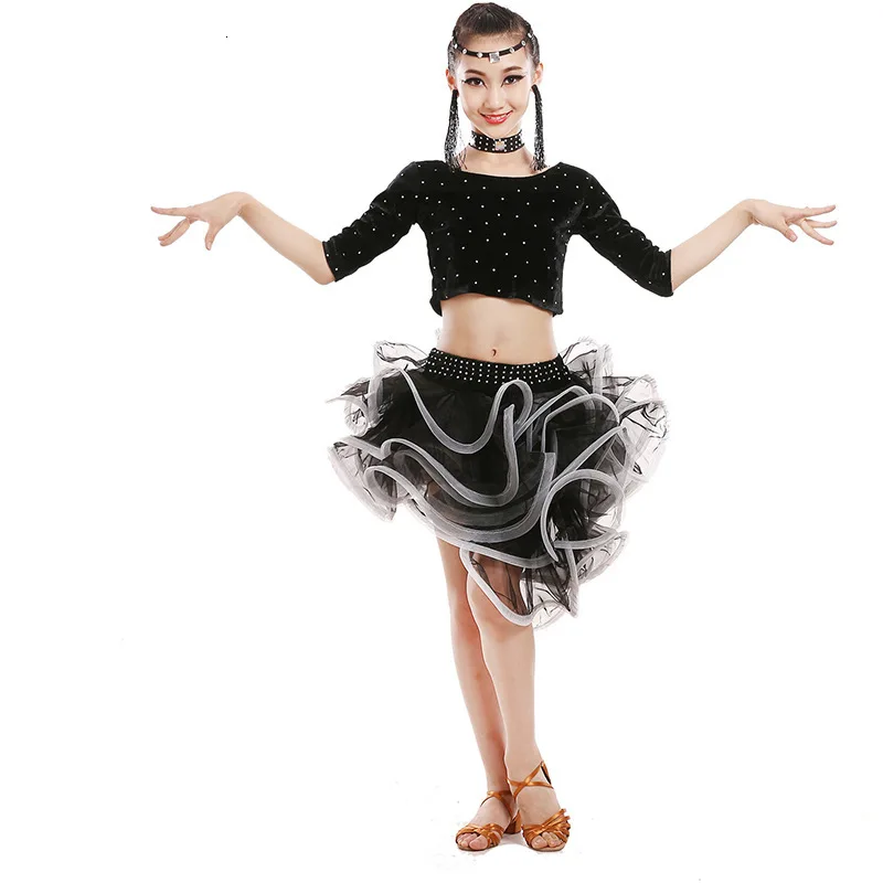 Новинка; платье для латинских танцев для девочек; детские танцевальные костюмы; костюм для девочек; одежда для латиноамериканских танцев; детская одежда для выступлений на сцене