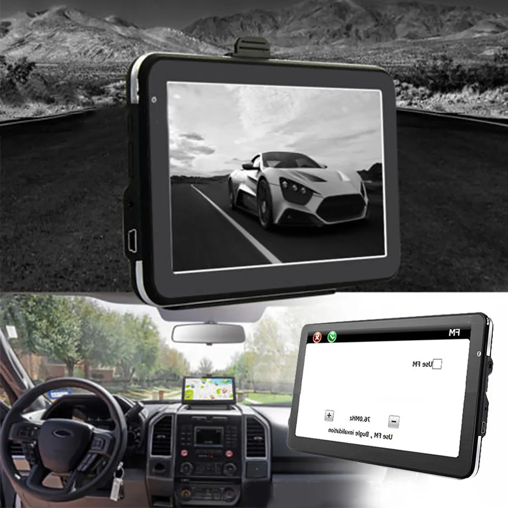 7 Inch Touchscreen HD Truck Car MP3 Player Device GPS Navigation Multifunction Black Universal Caravan Multilingual FM Free Map