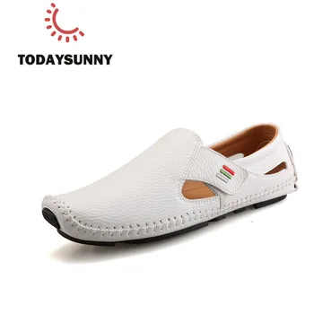 

Men Summer Handmade Loafers Shoes Soft Breathable White Black Sneakers Comfortable Driving Shoes Chaussure Homme Big Size 37-47