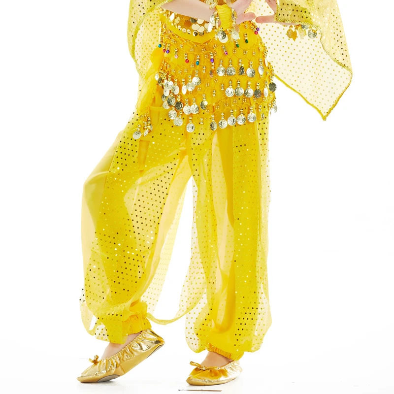 Yellow Pants only Детский комплект для восточных танцев, костюмы для танца живота для девочек, индийские костюмы для танца живота, одежда для танца живота, детские индийские костюмы - Цвет: Yellow Pants only