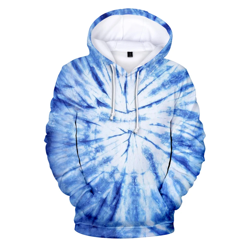 Осенняя удобная толстовка с 3D принтом tie-dye, Мужская/Женская Повседневная Синяя толстовка с 3D принтом tie-dye, зимняя уличная одежда