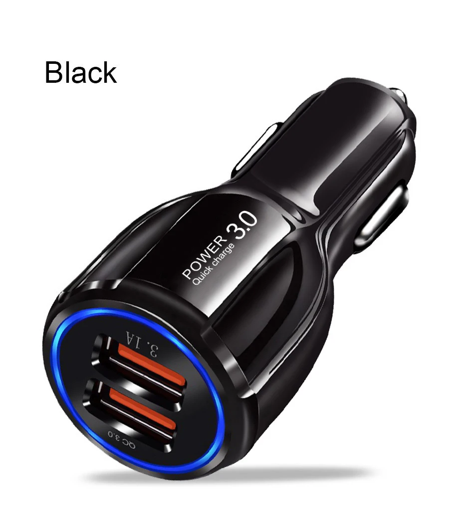 Black Crauch Quick Charge 3,0 зарядное устройство QC 3,0 5 в 9 в 12 В двойной USB Автомобильное зарядное устройство быстрое зарядное устройство мобильный телефон дорожный адаптер Автомобильное зарядное устройство - Тип штекера: Black