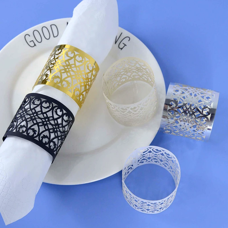 10/20Pcs Hollow Out Paper Napkin Ring Buckles Towel For Birthday Wedding Home Party Table Holder Decor Desktop Craft | Дом и сад