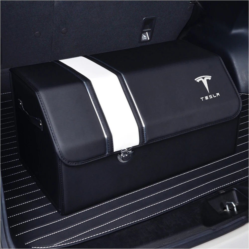 Tesla Car Trunk Organizer Box Storage Bag Auto Tool Box PU Leather Folding Large Storage Stowing Tidying for Tesla medol 3 S X Y