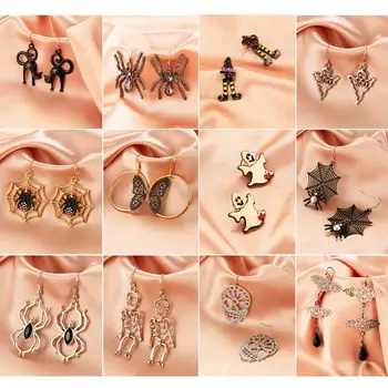 

2020 Halloween Earrings Trendy Retro Personality Witch Gothic Ghost Spider Skull Halloween Accessories Drop Earrings Jewelry