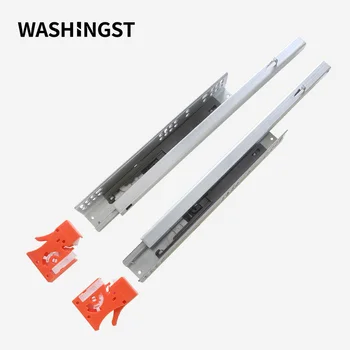 

Bottom mounting slide with dismounting device Three sections cabinet drawer slide with damping buffer guide and quiet