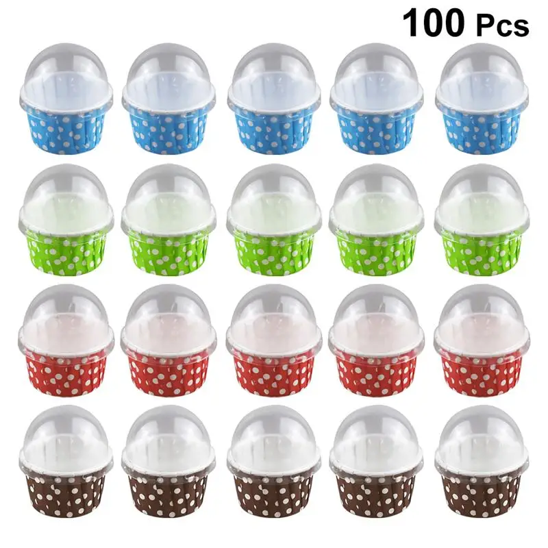 100 шт. чашки для торта бумажные стаканчики мороженого среднего размера