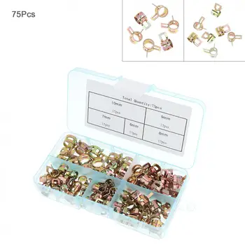 

75pcs/set Chrome-Plated Zinc Elastic Ferrule 6-10mm Spring Clip Hose Clamp for Fuel Line/Water Pipe/ Air Tube/Car Plumbing